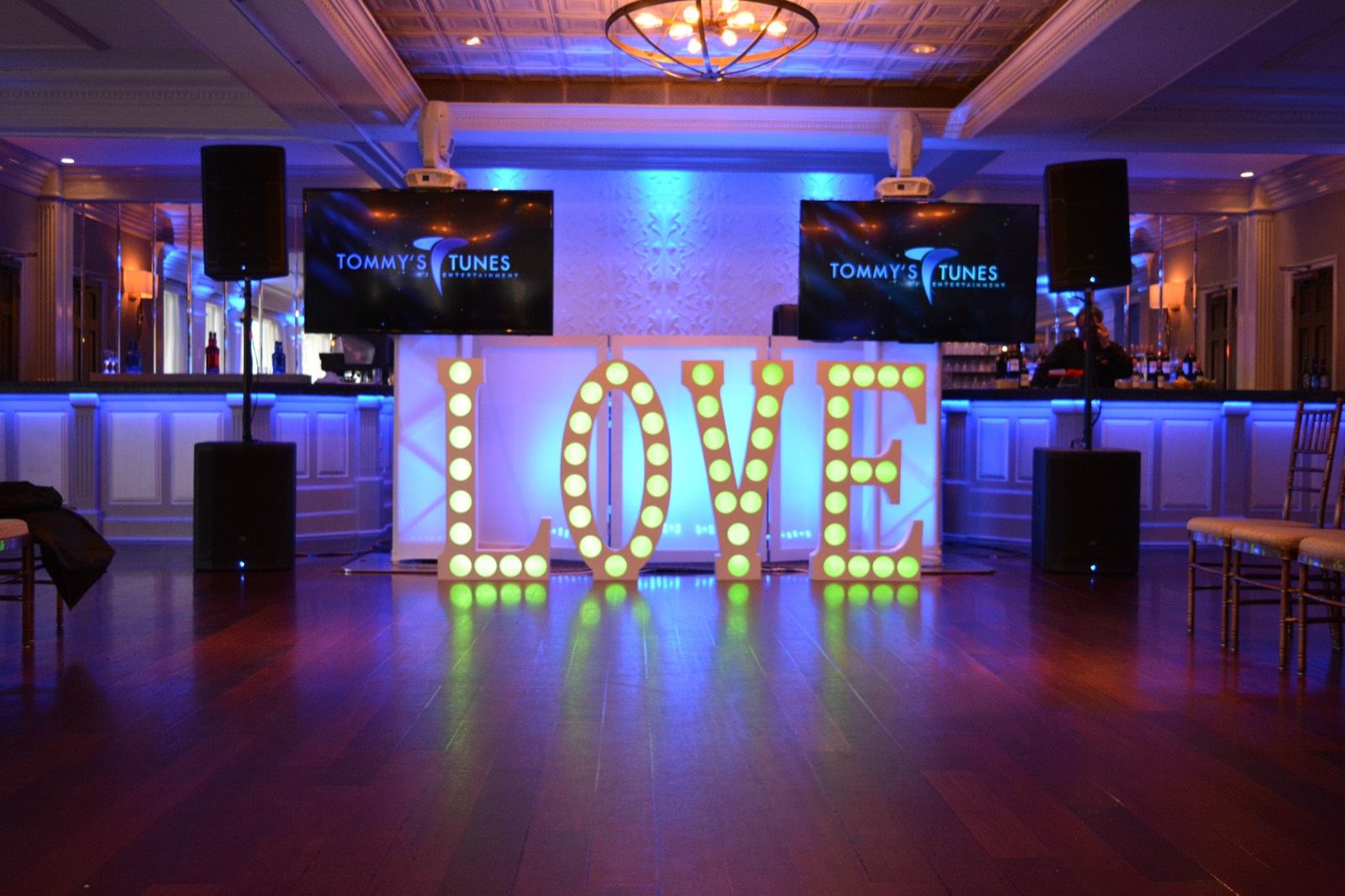 LOVE marquee letters at a wedding